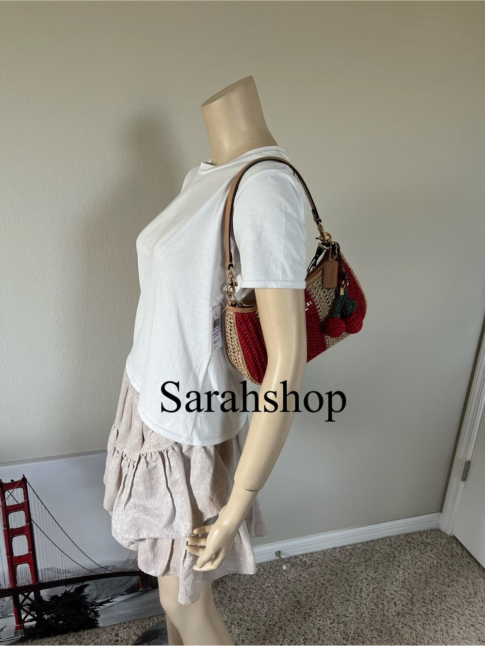 ✅Coach Teri Shoulder Bag With Stripes And Charm - Picture 7 of 13